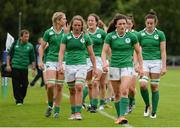 26 June 2016; Captain of Ireland Lucy Mulhall leads her team off the pitch following their defeat during the World Rugby Women's Sevens Olympic Repechage Semi Final match between Russia and Ireland at UCD Sports Centre in Belfield, Dublin. Photo by Seb Daly/Sportsfile