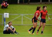 26 June 2016; Svetlana Klyuchnikova of Kazakhstan reacts after Maria Casado of Spain, centre, scores a try during the World Rugby Women's Sevens Olympic Repechage Semi Final match between Kazakhstan and Spain at UCD Sports Centre in Belfield, Dublin. Photo by Seb Daly/Sportsfile