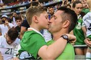 26 June 2016; Robbie Keane of Republic of Ireland with his son Robert after the UEFA Euro 2016 Round of 16 match between France and Republic of Ireland at Stade des Lumieres in Lyon, France. Photo by David Maher/Sportsfile