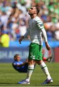 26 June 2016; Richard Keogh of Republic of Ireland following his side's defeat in the UEFA Euro 2016 Round of 16 match between France and Republic of Ireland at Stade des Lumieres in Lyon, France. Photo by Stephen McCarthy/Sportsfile