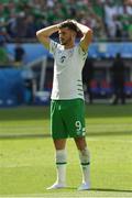 26 June 2016; Shane Long of Republic of Ireland following his side's defeat in the UEFA Euro 2016 Round of 16 match between France and Republic of Ireland at Stade des Lumieres in Lyon, France. Photo by David Maher/Sportsfile