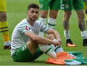 26 June 2016; Shane Long of Republic of Ireland following defeat in the UEFA Euro 2016 Round of 16 match between France and Republic of Ireland at Stade des Lumieres in Lyon, France. Photo by David Maher/Sportsfile