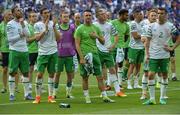 26 June 2016; Republic of Ireland players following their defeat in the UEFA Euro 2016 Round of 16 match between France and Republic of Ireland at Stade des Lumieres in Lyon, France. Photo by David Maher/Sportsfile