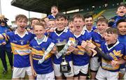 26 June 2016; Castleknock, Dublin, captain's Daniel Murphy, left, and Alex Watson, lift the cup as their team-mates celebrate after the win against Termon, Co. Donegal, during the John West Féile Peile na nÓg Division 1 Final at Austin Stack Park in Tralee, Co Kerry. Photo by Matt Browne/Sportsfile