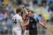 26 June 2016; Referee Derek O'Mahoney shows the black card to Niall Kelly of Kildare during the Leinster GAA Football Senior Championship Semi-Final match between Kildare and Westmeath at Croke Park in Dublin. Photo by Piaras Ó Mídheach/Sportsfile