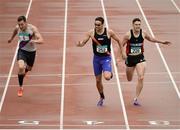 26 June 2016; Brian Gregan of Clonliffe Harriers AC, centre, on his way to winning the Men's 400m Final ahead of Craig Lynch of Shercock AC, right, and David Gillick of Dundrum South Dublin AC, left, during the GloHealth National Senior Track & Field Championships at Morton Stadium in Santry, Co Dublin. Photo by Sam Barnes/Sportsfile