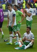 26 June 2016; Seamus Coleman right, and Shane Long of Republic of Ireland after defeat to France in the UEFA Euro 2016 Round of 16 match between France and Republic of Ireland at Stade des Lumieres in Lyon, France. Photo by Ray McManus/Sportsfile