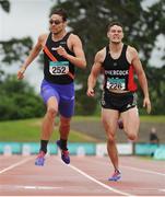 26 June 2016; Brian Gregan, left, Clonliffe Harriers AC, wins the Men's 400m ahead of Craig Lynch, right,  Shercock AC, Co. Cavan, during the GloHealth National Senior Track & Field Championships at Morton Stadium in Santry, Co Dublin. Photo by Tomás Greally/Sportsfile