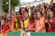 26 June 2016; Spain supporters cheer on their team during the World Rugby Women's Sevens Olympic Repechage Championship Final match between Russia and Spain at UCD Sports Centre in Belfield, Dublin. Photo by Seb Daly/Sportsfile