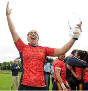 26 June 2016; Iera Echebarria of Spain celebrates her team's victory during the World Rugby Women's Sevens Olympic Repechage Championship Final match between Russia and Spain at UCD Sports Centre in Belfield, Dublin. Photo by Seb Daly/Sportsfile