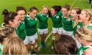 26 June 2016; Ireland players form a huddle following their victory in the World Rugby Women's Sevens Olympic Repechage Championship Bronze Medal match between Ireland and Kazakhstan at UCD Sports Centre in Belfield, Dublin. Photo by Seb Daly/Sportsfile