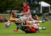 26 June 2016; Vaine Greig of Cook Islands scores a try during the World Rugby Women's Sevens Olympic Repechage Trophy Final match between Cook Islands and Hong Kong at UCD Sports Centre in Belfield, Dublin. Photo by Seb Daly/Sportsfile