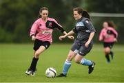 26 June 2016; Sarah Scally of Mid Western Girls League in action against Aoife O'Neill of Mayo Youth League during their FAI U16 Gaynor Cup 3rd/4th place playoff at University of Limerick in Limerick. Photo by Diarmuid Greene/Sportsfile