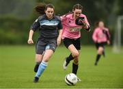 26 June 2016; Aoife O'Neill of Mayo Youth League in action against Sarah Scally of Mid Western Girls League during their FAI U16 Gaynor Cup 3rd/4th place playoff at University of Limerick in Limerick. Photo by Diarmuid Greene/Sportsfile