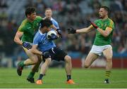26 June 2016; Michael Darragh Macauley of Dublin in action against Harry Rooney and Mickey Newman of Meath during the Leinster GAA Football Senior Championship Semi-Final match between Dublin and Meath at Croke Park in Dublin. Photo by Oliver McVeigh/Sportsfile