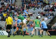 26 June 2016; Michael Darragh Macauley of Dublin in action against Graham Reilly and Harry Rooney of Meath during the Leinster GAA Football Senior Championship Semi-Final match between Dublin and Meath at Croke Park in Dublin. Photo by Oliver McVeigh/Sportsfile