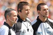 8 August 2010; Referee Brian Gavin, centre, with linesmen James McGrath, left, and James Owens, with their before the game. GAA Hurling All-Ireland Senior Championship Semi-Final, Kilkenny v Cork, Croke Park, Dublin. Picture credit: Oliver McVeigh / SPORTSFILE