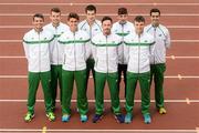 27 June 2016; In attendance at the announcement of the 2016 European Track & Field Championships Team are,  back row, from left, Thomas Barr, Tomas Cotter, Declan Murray, Ben Reynolds,  Paul Byrne, Eanna Madden, Marcus Lawler and Eoin Everard. Morton Stadium in Santry, Co Dublin. Photo by Sam Barnes/Sportsfile
