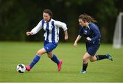 26 June 2016; Tara Berrigan of North-Eastern Counties in action against Jessica Deveraux of Waterford and District Women's League during their FAI U16 Gaynor Cup 7th/8th place playoff at University of Limerick in Limerick. Photo by Diarmuid Greene/Sportsfile