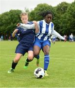 26 June 2016; Susie Erujaroh O'Rourke of North-Eastern Counties in action against Bethany Carroll of Waterford and District Women's League during their FAI U16 Gaynor Cup 7th/8th place playoff at University of Limerick in Limerick. Photo by Diarmuid Greene/Sportsfile