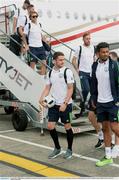 27 June 2016; Robbie Brady of Republic of Ireland on their arrival back from UEFA Euro 2016 on CityJet's new Superjet. CityJet is the official partner to the FAI. Dublin Airport, Dublin. Photo by Piaras Ó Mídheach/Sportsfile