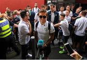 27 June 2016; Jeff Hendrick of Republic of Ireland talks to the press during their return from UEFA Euro 2016 in France at Dublin Airport, Dublin. Photo by Seb Daly/Sportsfile
