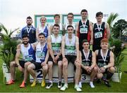 25 June 2016; Mens 4x100m Relay medallists, from left, Tullamore A.C., silver, Emerald A.C., gold and Menapians A.C., bronze, during the GloHealth National Senior Track & Field Championships at Morton Stadium in Santry, Co Dublin. Photo by Sam Barnes/Sportsfile