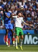 26 June 2016; Daryl Murphy of Republic of Ireland and Paul Pogba of France during the UEFA Euro 2016 Round of 16 match between France and Republic of Ireland at Stade des Lumieres in Lyon, France. Photo by Stephen McCarthy/Sportsfile