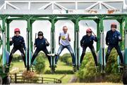 28 June 2016; Eleven-time Champion National Hunt Jockey Ruby Walsh was joined by trainee jockeys from RACE - Racing Academy and Centre of Education to launch the Jog for Jockeys 5km & 10km races at the Curragh Racecourse on Sunday 21st August. All monies raised will be donated to the Irish Injured Jockeys. Participants can register online at www.jogforjockeys.ie. Pictured at the launch are Ruby Walsh and RACE trainee jockeys, from left, Cian Walsh, from Donadea, Co Kildare, Lisa Marie Owens, from Kilmead, Co Kildare, Nessa O'Brien, from Nenagh, Co Tipperary, and Ben Love, from Dunshaughlin, Co Meath. Curragh House, Kildare, Co Kildare. Photo by Cody Glenn/Sportsfile