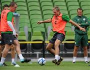 10 August 2010; Republic of Ireland's Liam Lawrence in action against his team-mate Richard Dunne during squad training ahead of their international friendly against Argentina on Wednesday. Republic of Ireland squad training, Aviva Stadium, Lansdowne Road, Dublin. Picture credit: David Maher / SPORTSFILE
