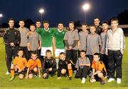 9 August 2010; Republic of Ireland players Jeff Hendrick, left, and Robbie Brady, join members of their former club St. Kevin's Boy's FC after the game. Under 19 International Friendly, Republic of Ireland v Ukraine, Morton Stadium, Dublin. Picture credit: Barry Cregg / SPORTSFILE