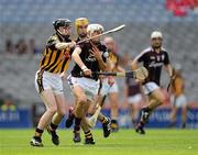 8 August 2010; Jason Flynn, Galway, in action against Pat O'Carroll, left, and Ollie Walsh, Kilkenny. ESB GAA Hurling All-Ireland Minor Championship Semi-Final, Kilkenny v Galway, Croke Park, Dublin. Picture credit: Ray McManus / SPORTSFILE