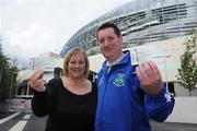 11 August 2010; Manulla FC won the Ford ‘Focus on the Footy’ club prize. Ford offered clubs across the county a VIP package to the Ireland v Argentina game at the Aviva stadium that they could then auction to raise funds for the club. Pictured at the Aviva Stadium was prizewinner Joe King and his wife Julie from Balla, Co. Mayo. Aviva Stadium, Lansdowne Road, Dublin. Picture credit: Matt Browne / SPORTSFILE