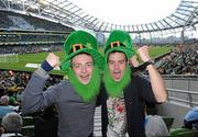 11 August 2010; Republic of Ireland supporters Conor Byrne, left, and Conor Dunne, both from Arklow, Co. Wicklow, ahead of the game. International Friendly, Republic of Ireland v Argentina Aviva Stadium, Lansdowne Road, Dublin. Picture credit: Matt Browne / SPORTSFILE