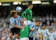 11 August 2010; Keith Fahey and Cillian Sheridan, Republic of Ireland, battle for possession against Gabriel Heinze and Walter Samuel, Argentina. International Friendly, Republic of Ireland v Argentina, Aviva Stadium, Lansdowne Road, Dublin. Picture credit: Matt Browne / SPORTSFILE