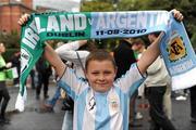 11 August 2010; 8 Year old Caoimhghin Canny, from Kilnamagh, Tallaght, Co. Dublin, on his way to the game. International Friendly, Republic of Ireland v Argentina, Aviva Stadium, Lansdowne Road, Dublin. Picture credit: Ray McManus / SPORTSFILE