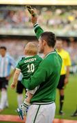 11 August 2010; Republic of Ireland captain Robbie Keane with his son Robbie Jnr, 15 months, before the game. International Friendly, Republic of Ireland v Argentina, Aviva Stadium, Lansdowne Road, Dublin. Picture credit: David Maher / SPORTSFILE