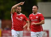 28 June 2016; Christy Fagan, left, of St. Patrick’s Athletic celebrates with team-mate Graham Kelly, after scoring his side's first goal during the UEFA Europa League First Qualifying Round 1st Leg game between St. Patrick's Athletic and AS Jeunesse Esch at Richmond Park in Dublin. Photo by Sportsfile