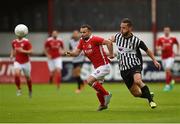 28 June 2016; Christy Fagan of St. Patrick’s Athletic in action against Adrien Portier of AS Jeunesse Esch during the UEFA Europa League First Qualifying Round 1st Leg game between St. Patrick's Athletic and AS Jeunesse Esch at Richmond Park in Dublin. Photo by Sportsfile