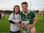 28 June 2016; Man of the Match Ronan Lynch of Limerick with Ava Foley, age 7, from Patrickswell, Co. Limerick, following his team's vicotry in the Bord Gáis Energy Munster U21 Hurling Championship Quarter-Final match between Limerick and Cork at Páirc Uí Rinn in Cork. Photo by Seb Daly/Sportsfile