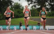 26 June 2016; Amy Foster, City of Lisburn AC, on her way to winning the Women's 100m ahead of Sarah Murray, left, Fingallians AC, Dublin and right Niamh Whelan, Ferrybank AC, Co Waterford, during the GloHealth National Senior Track & Field Championships at Morton Stadium in Santry, Co Dublin. Photo by Tomás Greally/Sportsfile