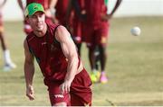29 June 2016; Chris Lynn throws the ball at the stumps during a training session, Guyana Amazon Warriors, Warner Park, Basseterre, St. Kitts & Nevis. Photo by Ashley Allen/Sportsfile
