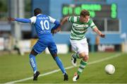 30 June 2016; Simon Madden of Shamrock Rovers in action against Jean Fridolin Nganbe of RoPS Rovaniemi during the UEFA Europa League First Qualifying Round 1st Leg game between Shamrock Rovers and RoPS Rovaniemi at Tallaght Stadium in Tallaght, Co Dublin. Photo by David Maher/Sportsfile
