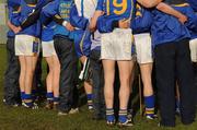 28 February 2010; Sportsfile's 'A Season of Sundays' sticks out from the Tipperary team huddle. Allianz GAA Hurling National League Division 1 Round 2, Dublin v Tipperary, Parnell Park, Dublin. Picture credit: Dáire Brennan / SPORTSFILE