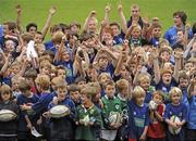 13 August 2010; Players who attended at the Centra Leinster Rugby Summer Camps 2010 pose for a large team photograph after the event. Donnybrook, Dublin. Picture credit: Ray McManus / SPORTSFILE
