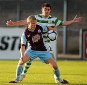 13 August 2010; Conor Sinnott, Drogheda United, in action against Robert Bayly, Shamrock Rovers. Airtricity League Premier Division, Drogheda United v Shamrock Rovers, United Park, Drogheda, Co. Louth. Picture credit: David Maher / SPORTSFILE