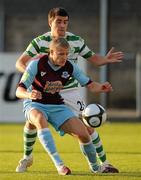 13 August 2010; Conor Sinnott, Drogheda United, in action against Robert Bayly, Shamrock Rovers. Airtricity League Premier Division, Drogheda United v Shamrock Rovers, United Park, Drogheda, Co. Louth. Picture credit: David Maher / SPORTSFILE
