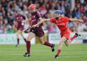 14 August 2010; Therese Maher, Galway, in action against Rachel Moloney, Cork. Gala All-Ireland Senior Camogie Championship Semi-Final, Galway v Cork, Nowlan Park, Kilkenny. Picture credit: Matt Browne / SPORTSFILE