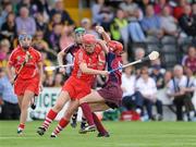 14 August 2010; Mary O'Connor, Cork, in action against Therese Maher, Galway. Gala All-Ireland Senior Camogie Championship Semi-Final, Galway v Cork, Nowlan Park, Kilkenny. Picture credit: Matt Browne / SPORTSFILE