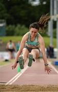 25 June 2016; Saragh Buggy of St Abbans A.C., on her way to winning the Women's Triple Jump during the GloHealth National Senior Track & Field Championships at Morton Stadium in Santry, Co Dublin. Photo by Sam Barnes/Sportsfile